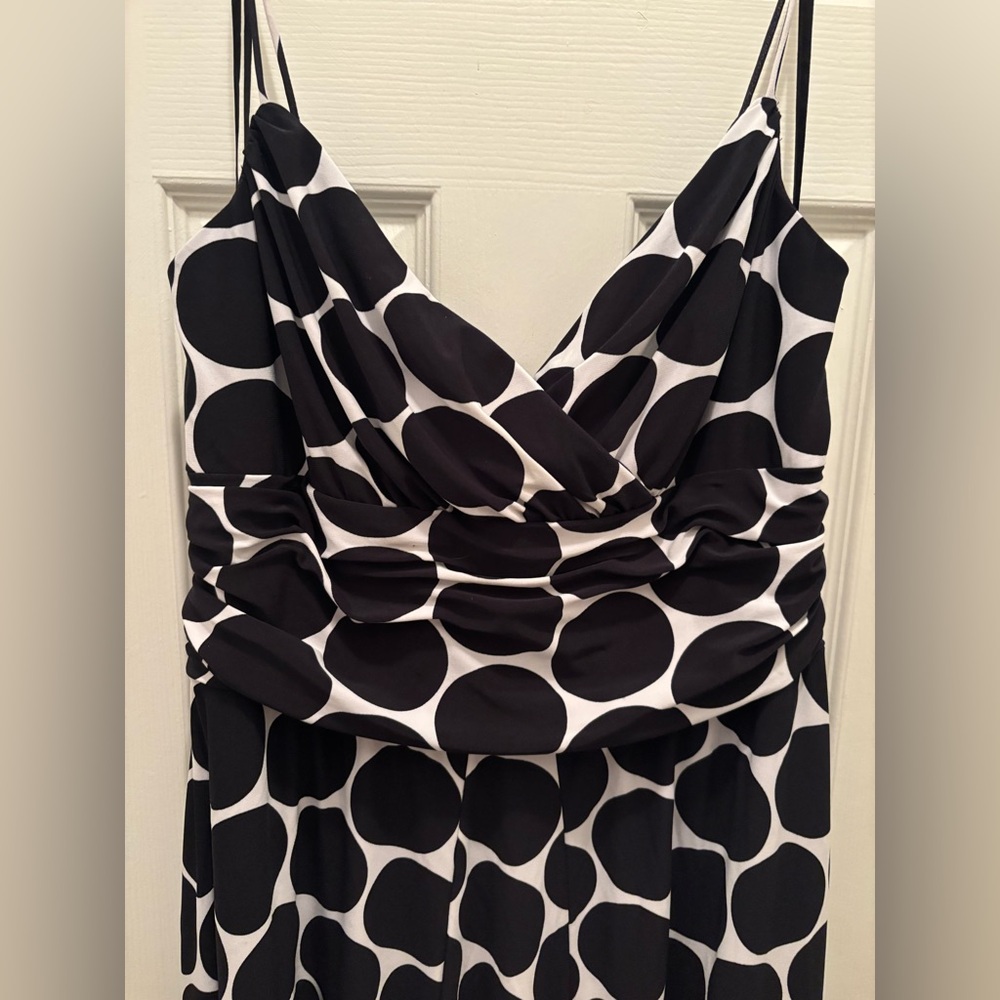 Jones Wear Brand Black and White Polka Dot Midi Dress - Picture 2 of 7